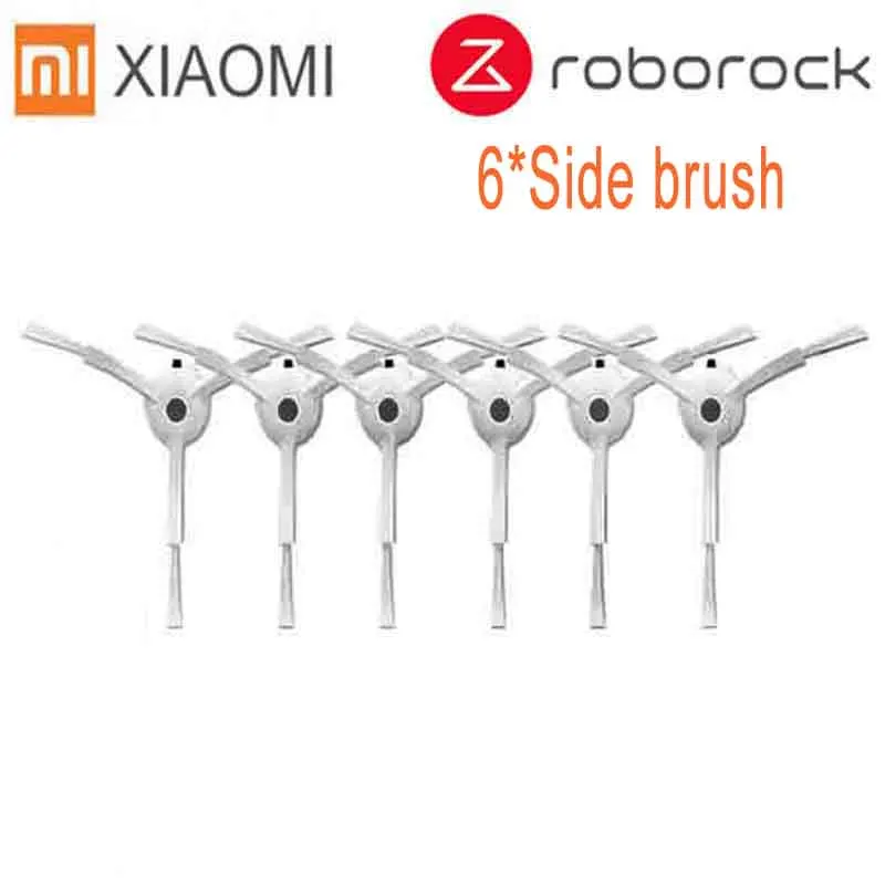Тряпки для мокрой уборки фильтр боковая щетка рулон щетка подходит для Xiaomi Roborock Robot S50 S51 Запчасти для пылесоса наборы - Цвет: 6Pcs side brush