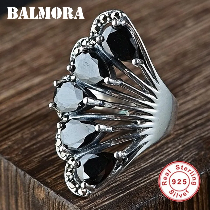 BALMORA, 925 пробы, серебро, циркон, мозаика, открытые кольца для женщин, подарок матери, тайское серебряное кольцо, модное ювелирное изделие, бижутерия SLS20177