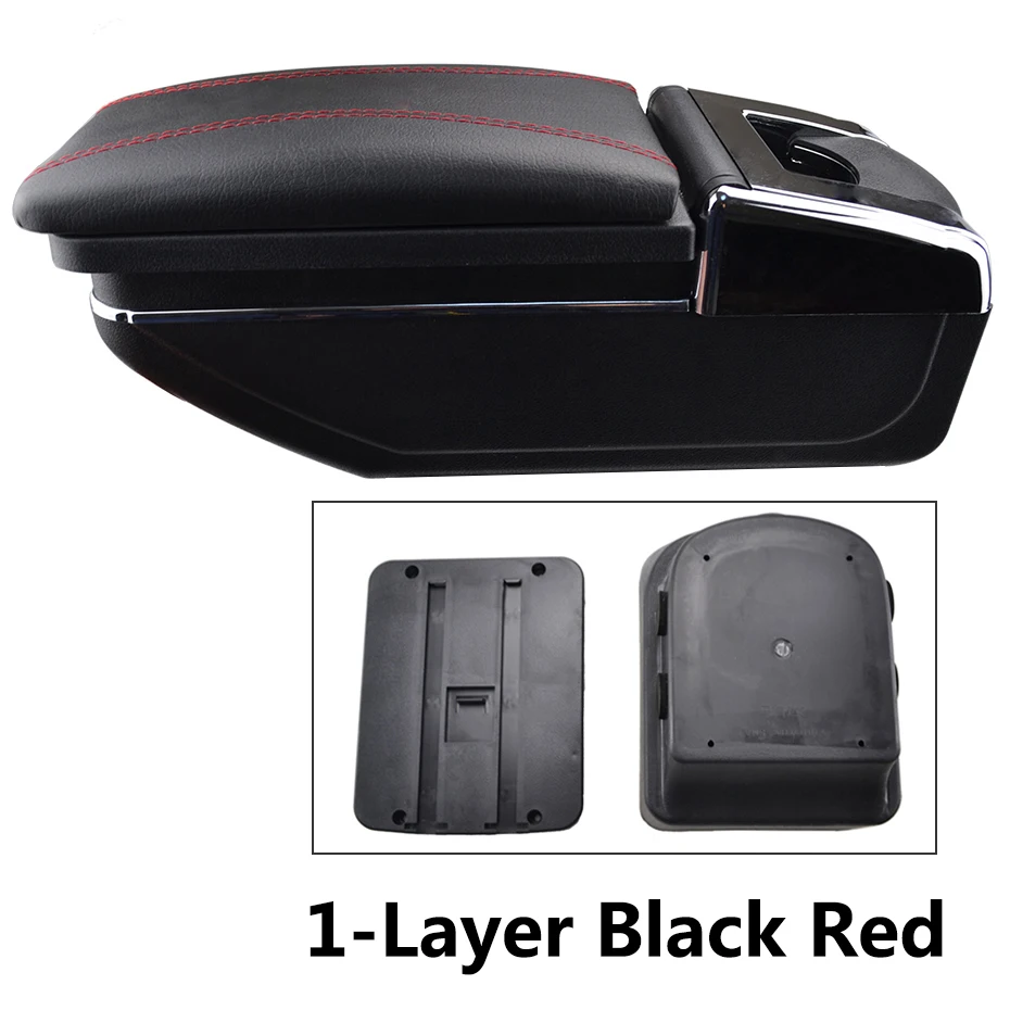 Xukey центральный подлокотник для Mazda 2 2008-2013 консоль Центр черный ящик для хранения автомобиля Стайлинг пепельница 2009 2012 - Название цвета: 1-Layer Black Red