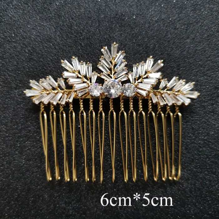 678 Gold SLBRIDAL роскошный модный Шарм Мода зубец Установка кубического циркония свадебные расческа для волос свадебные женские украшения для девочек аксессуары для волос - Окраска металла: 678 Gold