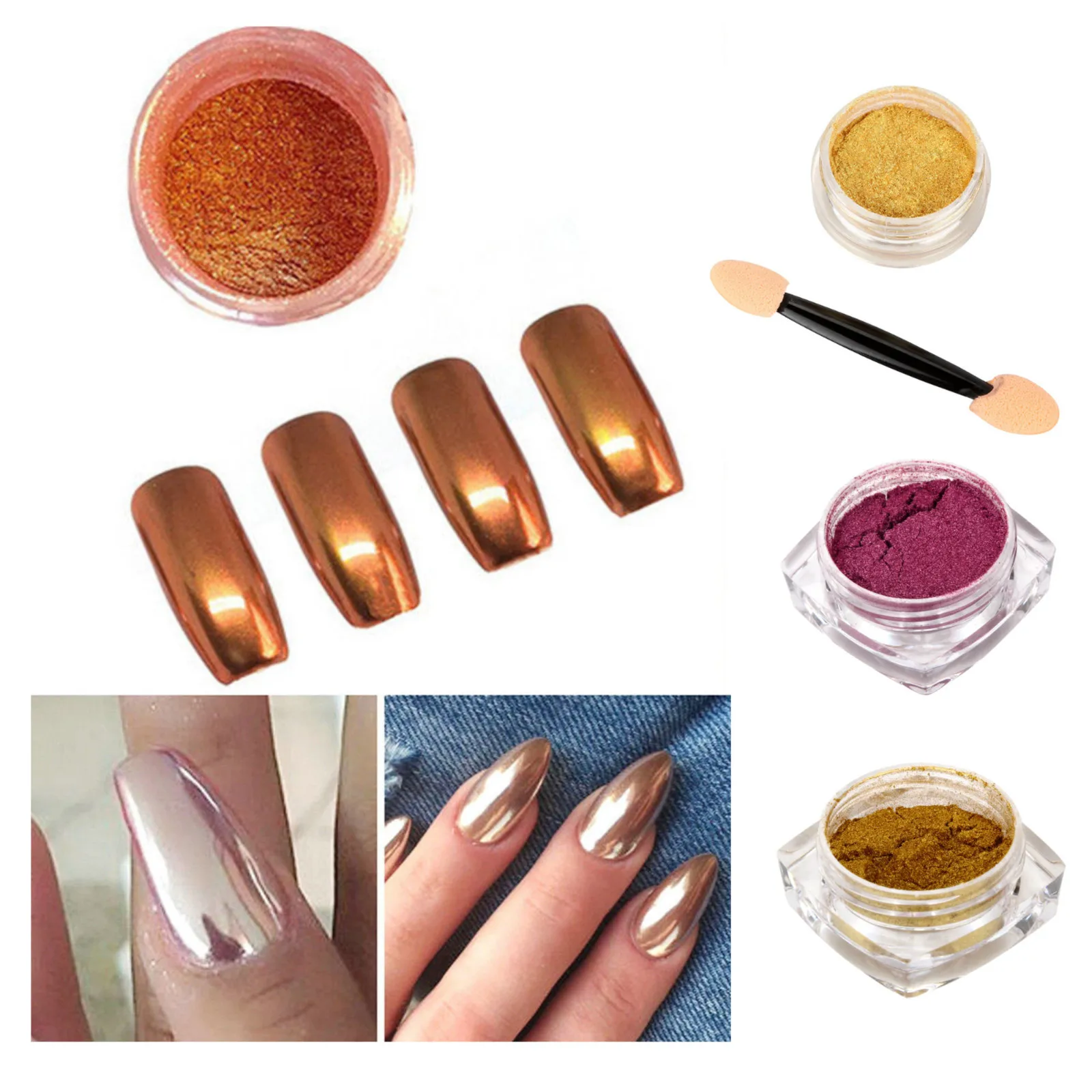 Nail Art 1 шт пудра художественное украшение сексуальное розовое золото зеркало хромированные аксессуары для нейл-арта Oct12