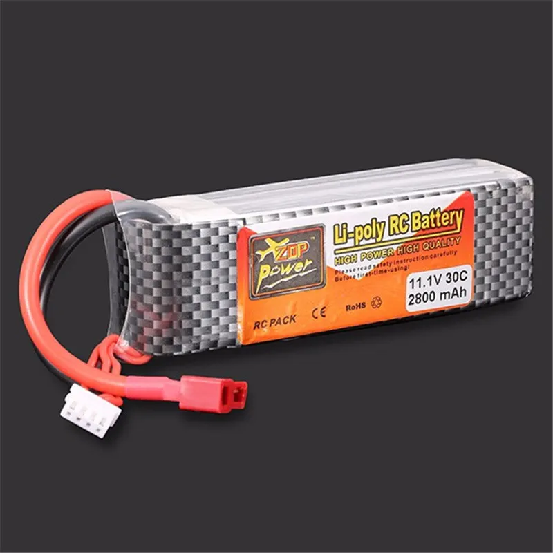 Высокое Качество ZOP Мощность 11.1 В 2800 мАч 30C Lipo Батарея T Разъем для RC Модели |