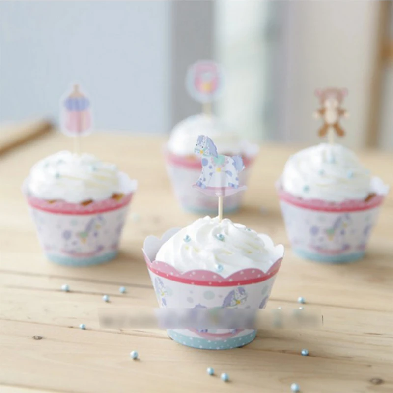 24 шт./лот детская корзина лошадь День рождения кекс обертки Toppers Детские вечерние
