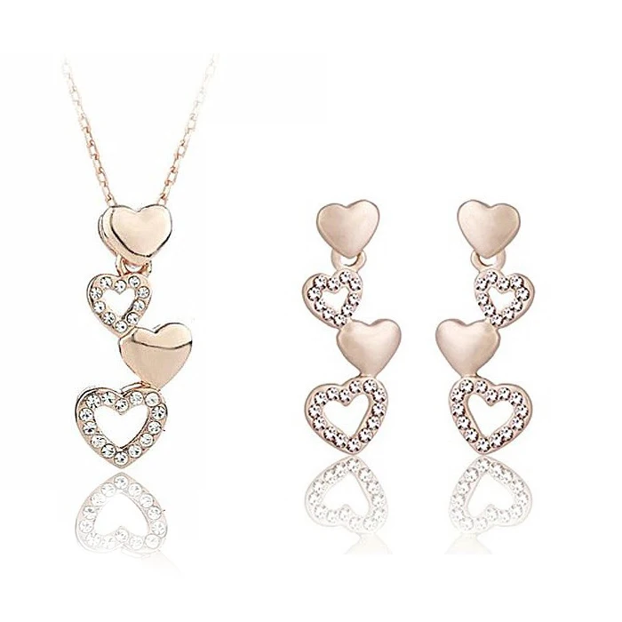 Позолоченный Австрийский Кристалл ювелирный набор сердце дизайн Женская мода