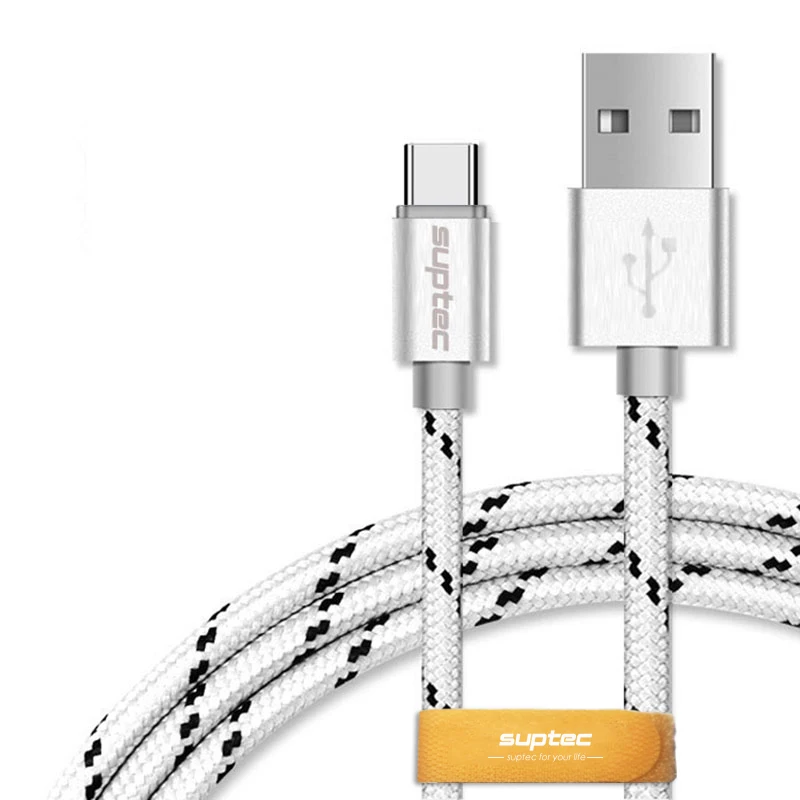Кабель SUPTEC type-C для быстрой зарядки, кабель USB C для samsung Galaxy S9 S8 Oneplus huawei, нейлоновый плетеный кабель для синхронизации данных type-C - Цвет: Silver