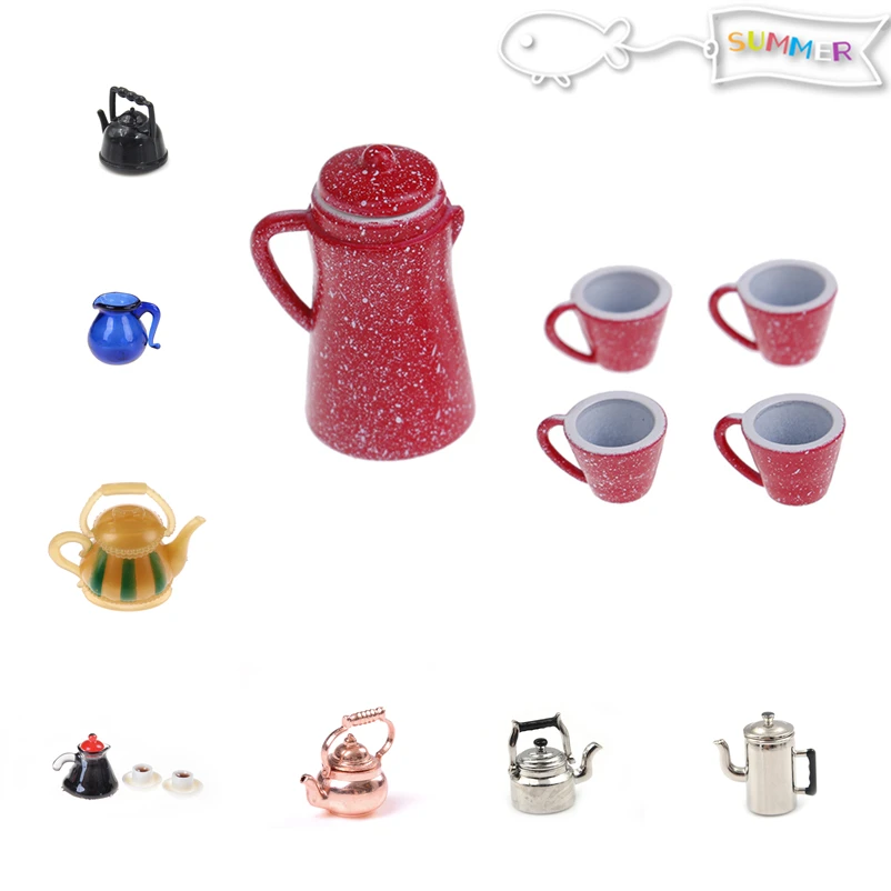 

1/12 кукольный домик, классические игрушки, миниатюрный медный чайник/чашки, ролевые игры, мебель, игрушка для миниатюрных кухонных принадлеж...