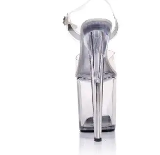 Женские босоножки на высоком каблуке 20 см прозрачные сандалии с кристаллами