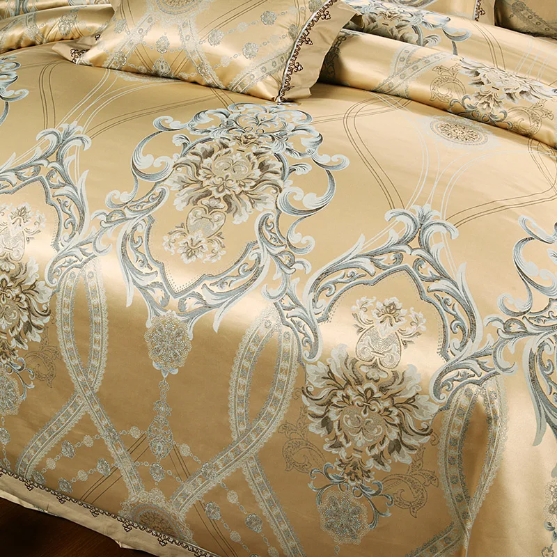 Golden camel silk bedding set 4pcs wedding bed cover 60s yarn bedding-set queen comforter hot sale 5677 | Дом и сад