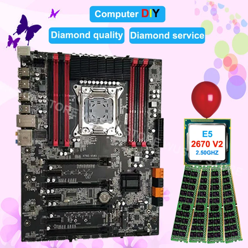 Runing Super ATX X79 материнская плата 8 слотов RAM 7 PCI E портов SATA Intel Xeon E5 2670 V2 2 5 ГГц 4*8G 1600 МГц