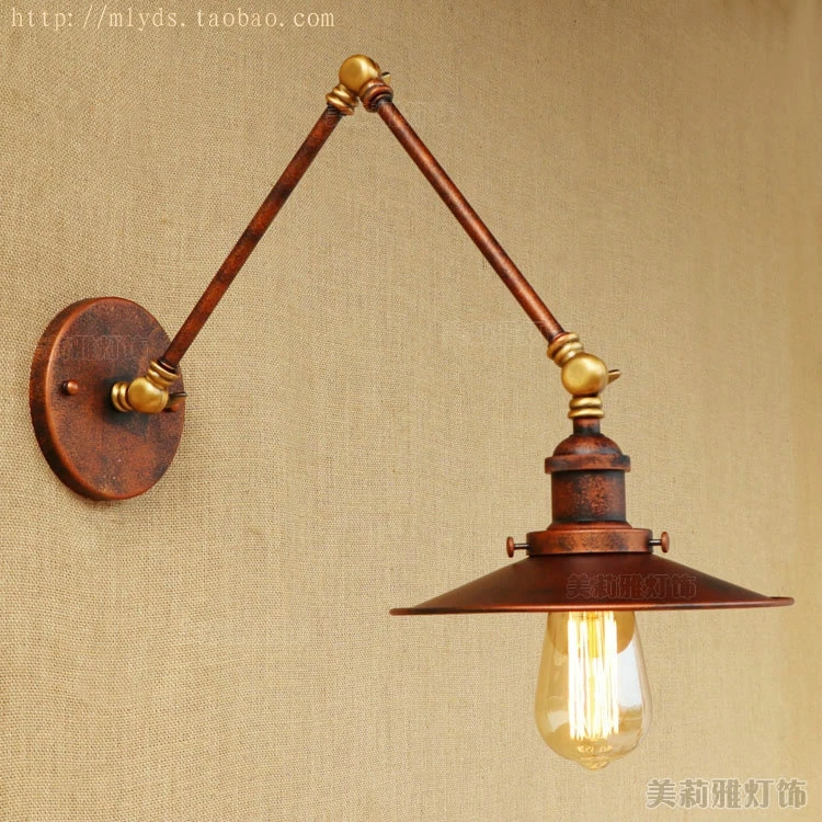 Черные матовые Настенные светильники e27 / e26 в стиле ретро Лофт с железным