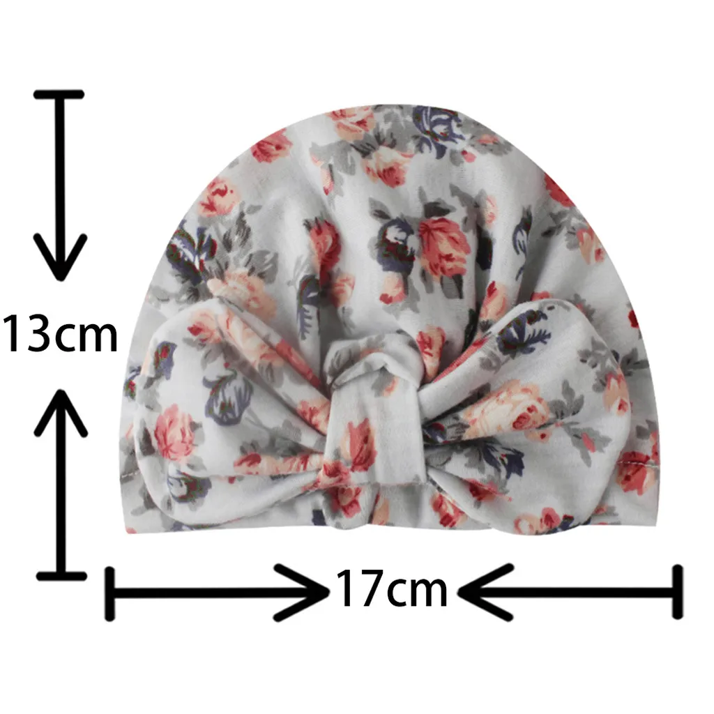 

Baby Hats Newborn Girl Hat Children Cap Girls Boys Baby Girl Hats Floral Infant Turban Big Bow Hat Flower Print Beanie Cap