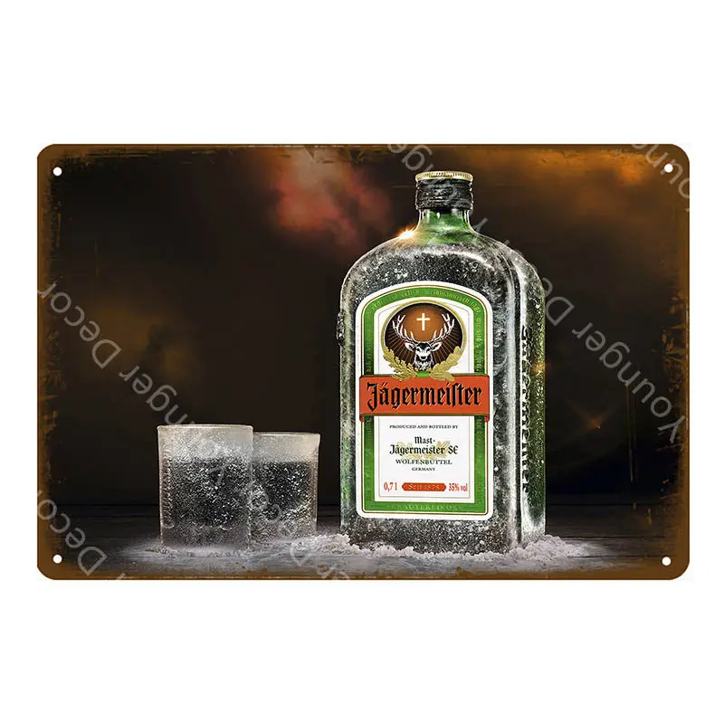 YD4123F Jagermeister голова оленя металлический плакат Jager бомбы винная тарелка винтажная Настенная Наклейка Паб Бар домашний декор напиток Пиво Виски жестяные знаки - Цвет: YD4123F