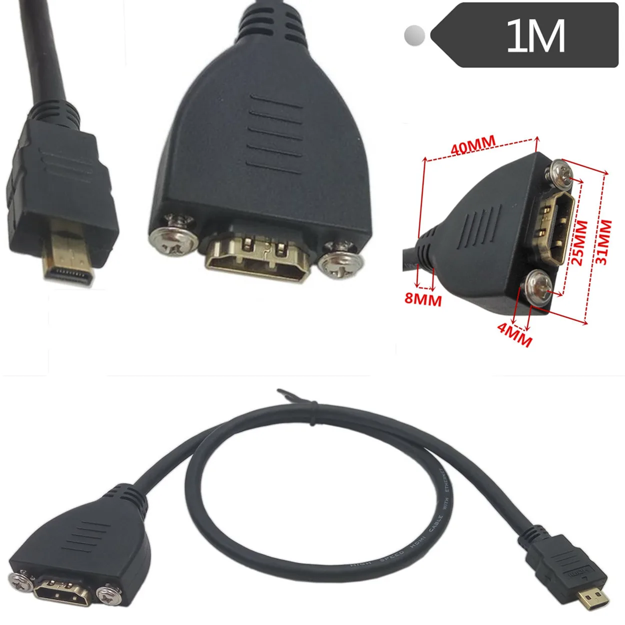 D типа micro HD мужчин и женщин линии удлинитель с резьбовыми отверстиями может быть
