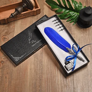 Перьевая ручка в винтажном стиле, набор из 5 наконечников, перьевая ручка в европейском стиле, набор черных подарочных карандашей с акварелью и чернилами, креативный подарок