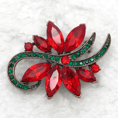 

Green Red Marquise Rhinestone Flower Pin brooches Wedding Party brooch C443 MC