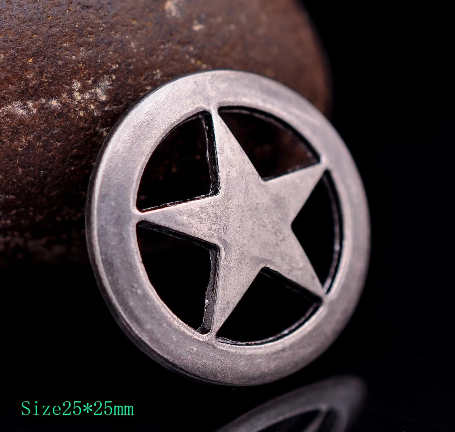 1" Brass Cowboy Texas Star Leathercraft Hatband Belt Handbag Stud Rivet Conchos Button Screwback 20pc - Цвет: antique silver