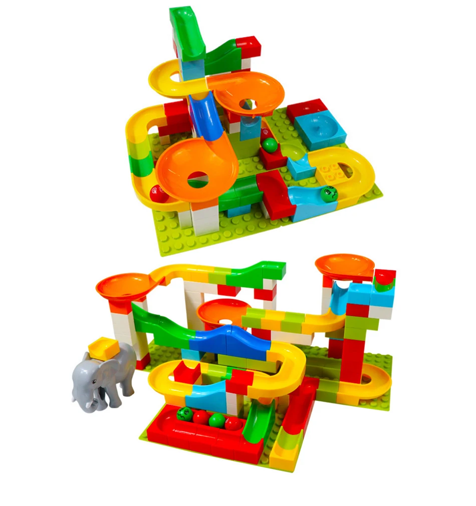 Забавный замок Duplo marble Racing Run лабиринт, Шариковая дорожка Строительные блоки Набор обучающая игрушка кирпичи для детей