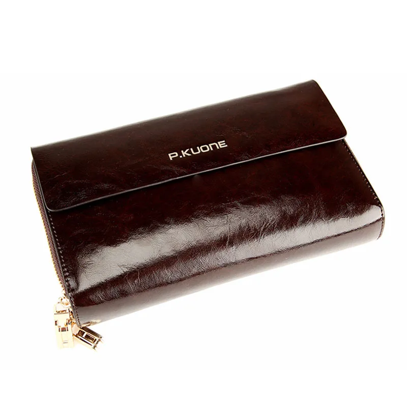Мужской длинный клатч из коровьей спилковой кожи с двойной молнией|man clutch purse|brand
