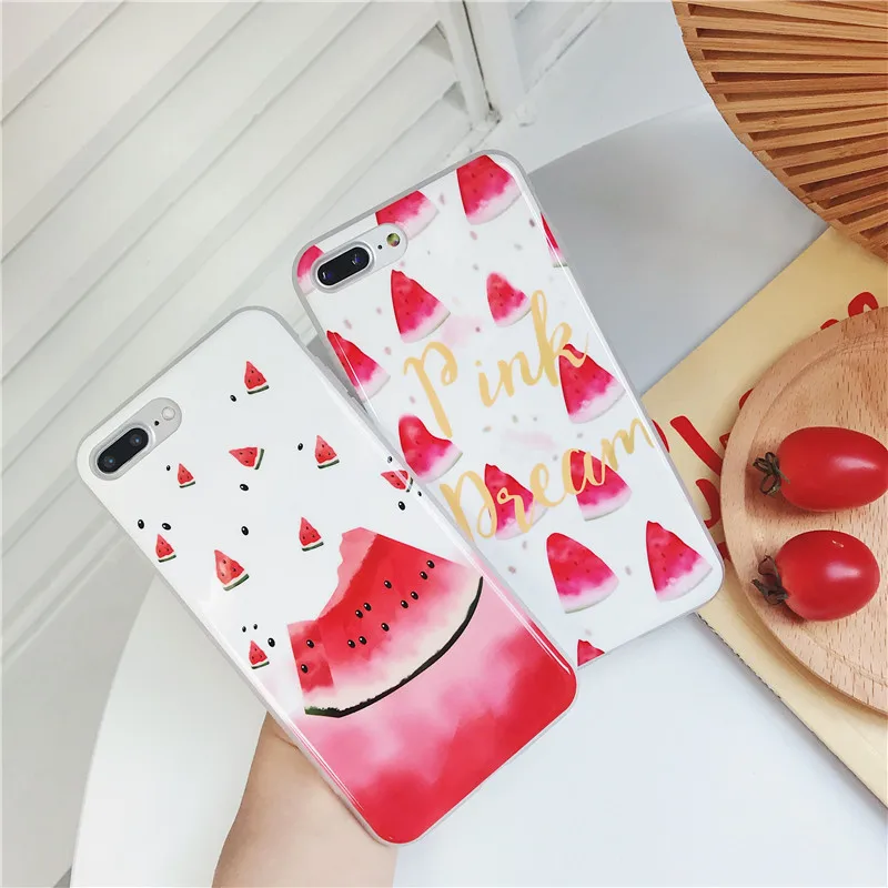 Netarlier New Case For iPhone 7 Plus 8 Cartoon Fruit series Back Cover 5.5 inch Protective Silicon Soft IMD Phone |