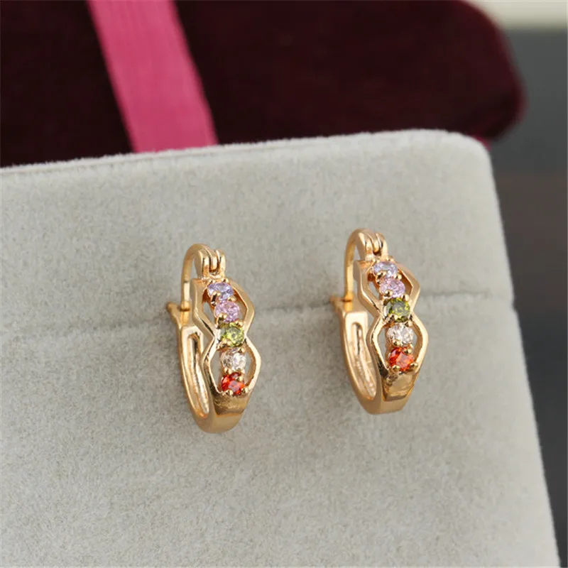 Romantic Hoop Earrings 18K Gold Plated CZ Stones Fashion Women Attractive Earing High Quality JewelleryFree Shipping ER148 | Украшения и
