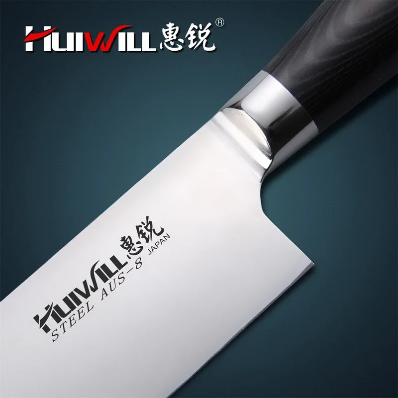 Бренд Huiwill, японский AUS-8, кухонный " нож шеф-повара, нож для овощей, нож для нарезки с кованой ручкой G10