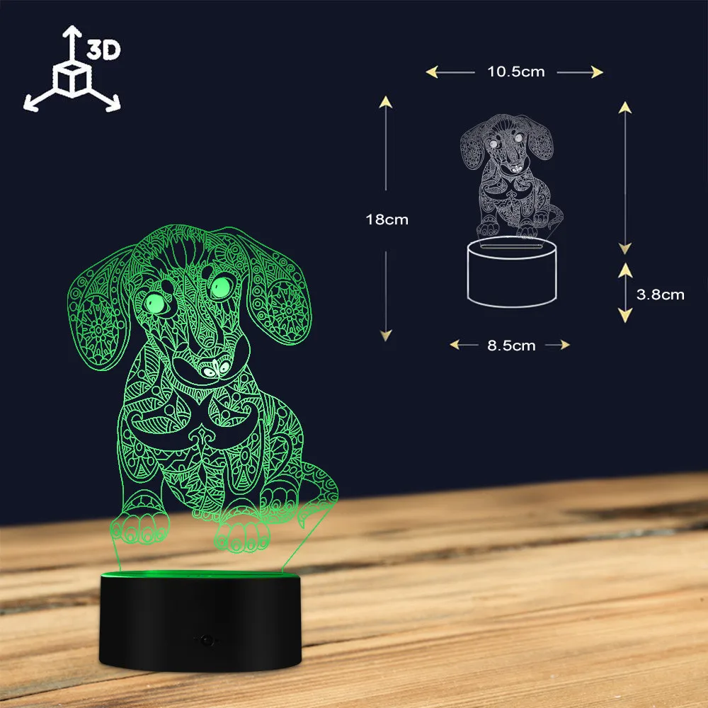 Современная Прекрасная 3D такса щенок Персонализированная Новинка заказное декоративное ночное освещение с меняющейся цветом настольная лампа подарок для собаки