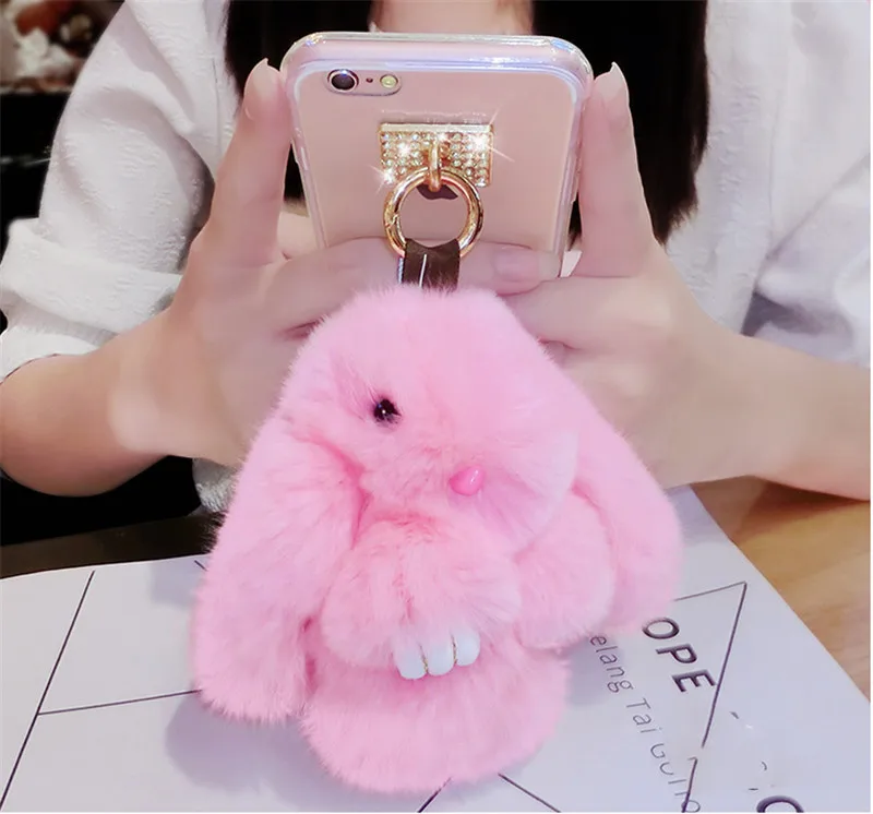 Милый мягкий 3D чехол для телефона с плюшевым пушистым кроликом Samsung S6 S7 S8 S9 S10 S20 S21