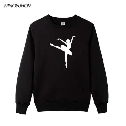 2023 New Winter Women Hoodies Ballet Dancer Printed Sweatshirts Casual Novelty Ballerina Pullover Tops Female Tracksuits