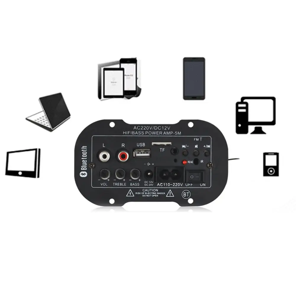 Bluetooth цифровой усилитель мощности плата USB DAC FM радио TF плеер сабвуфер
