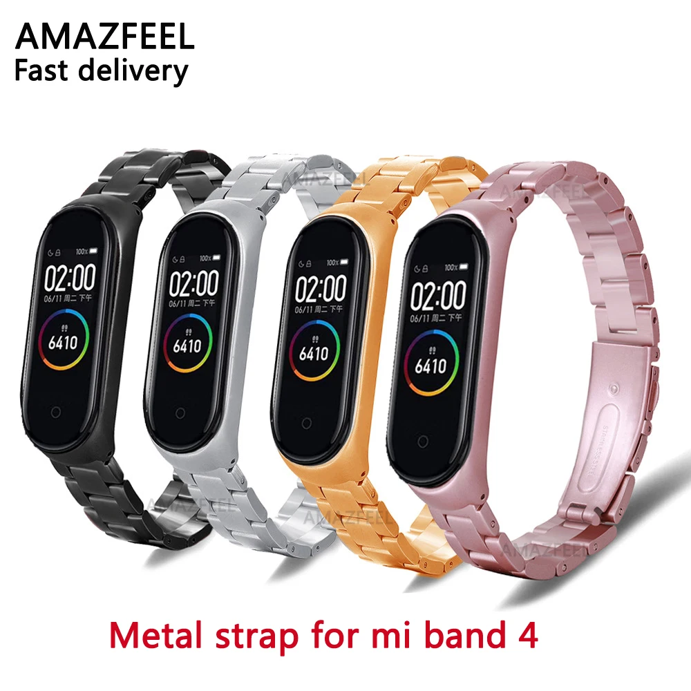 Металлический сменный ремешок на запястье из нержавеющей стали для xiaomi mi band 4 watch band mi band 3 браслет ремень ремешки Быстрая