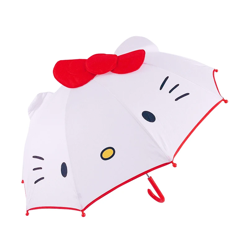 Милый мультяшный детский зонтик hello kitty, детский зонт с милыми ушками для девочек, детский зонтик для студентов, белый зонтик с длинной ручкой
