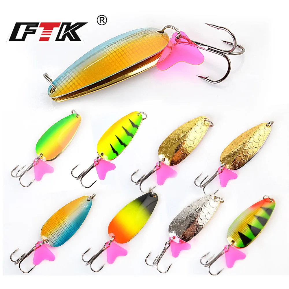 

FTK 1pc Metal Fishing Lure Spinner Bait 21g 30g 35g Carp Double Spoon Lure With Treble Hook Jigg Hard Bait For Pike Fishing