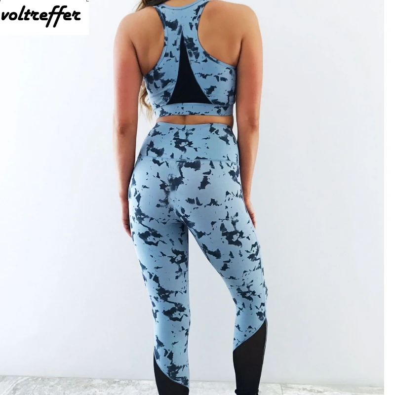 Женский облегающий Костюм двойка Tye Dye Синий Облегающий боди с принтом
