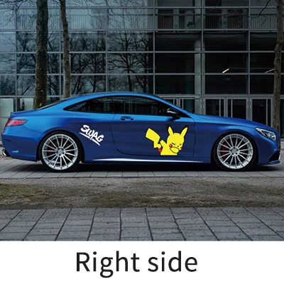 Right side Стикер для автомобиля, мультяшный Пикачу, креативный стикер, мультяшный узор для автомобильной двери, автомобильный декор, водонепроницаемый и солнцезащитный крем - Название цвета: Right side