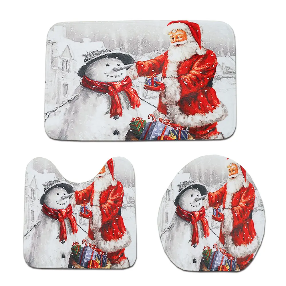 Christmas Zeegle коврик с рождественским узором в ванную комнату 3 шт Ванная комната ковер коврик для туалета Abdsorbent коврики для ванной комнаты душевая комната ковер коврик для ванной - Цвет: Christmas