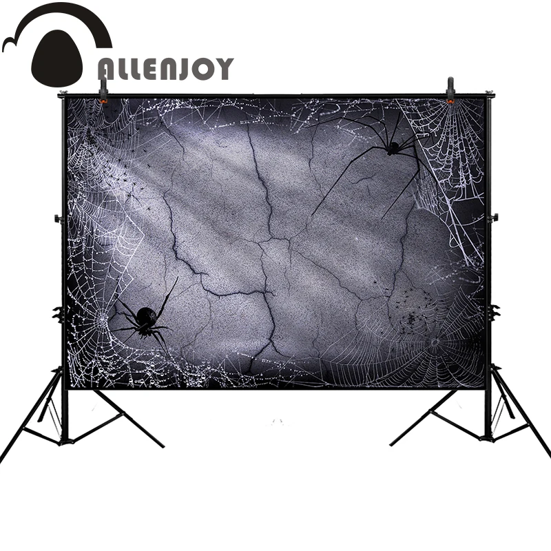 Allenjoy Хэллоуин фотографические фоны сломанный Кирпич Цемент стена паук фон