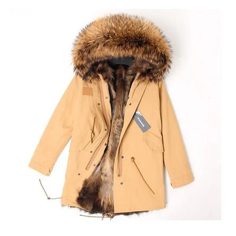 Brand Winter Jacket Women 2018 Long Real Fox Fur Coat Female Warm Fur Jackets Natural Raccoon Fur Collar Real Fur Lined Parka