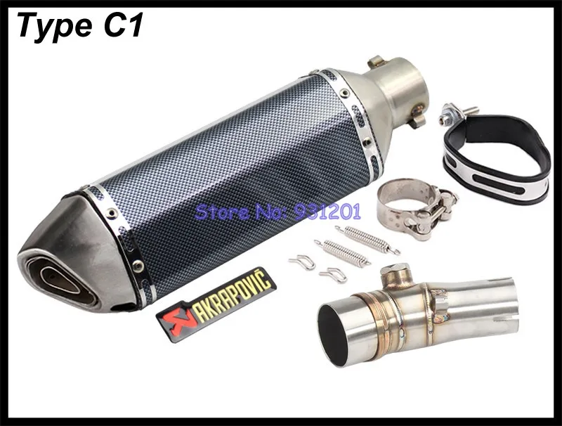 Мотоцикл выхлопная труба akrapovic глушитель выхлопных газов для ER6N адаптер для подключения труба среднего звена с Концевая выхлопная труба глушителя(2012 - Цвет: Type C1
