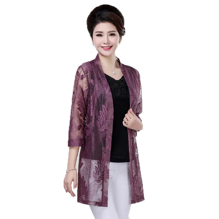 

2019 New Women's Cardigan Shawl Jacket Summer Lace Outside Casual Models Thin Section Large Size 5XL Sun Protection Female B40