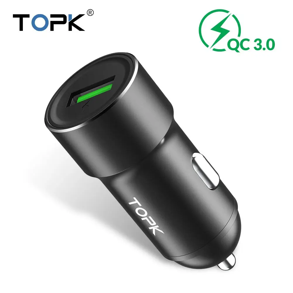 Универсальный TOPK G102Q USB Автомобильное зарядное устройство Быстрая зарядка 3,0 зарядное устройство для мобильного телефона быстрая QC3.0 автомобильное зарядное устройство для samsung Xiaomi huawei адаптер в автомобиль - Тип штекера: Универсальный