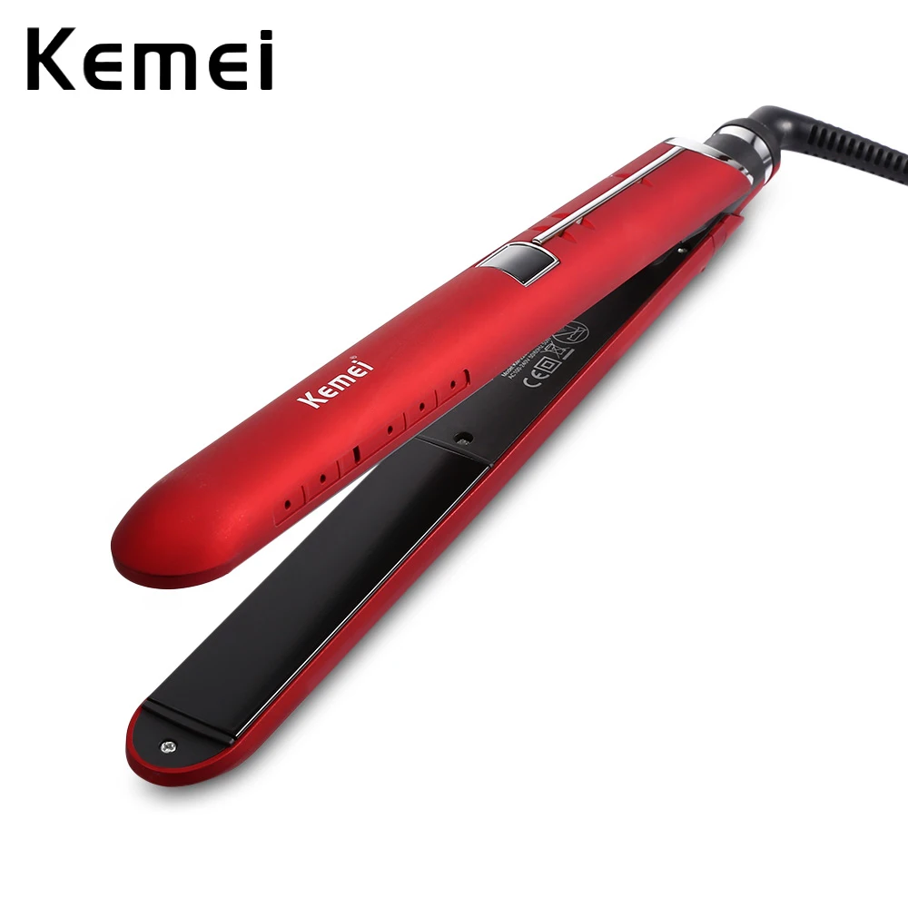 Kemei керамическое покрытие LCD Электрический Выпрямитель для волос инструмент