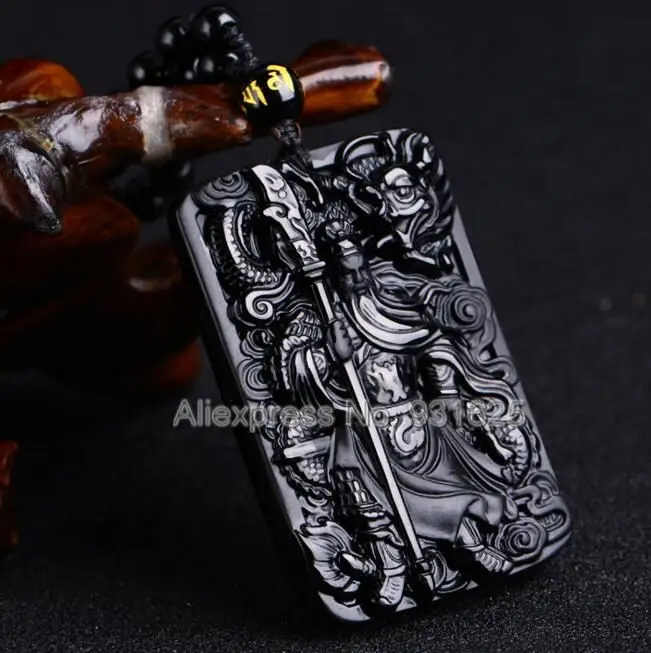 Красивый китайский ручной работы натуральный черный Обсидиан Резной меч