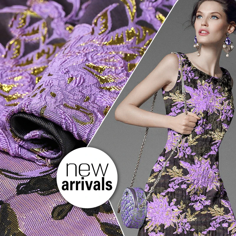 

135cm width European and American high-end purple flower jacquard Brocade Fabric,3D yarn dyed fabric for women coat,dress