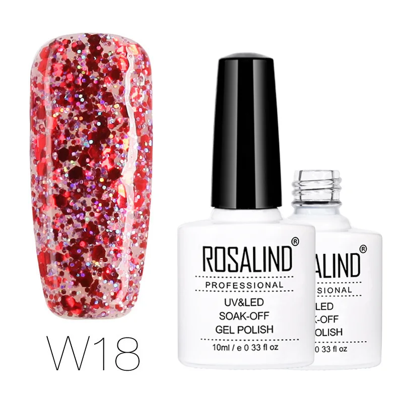 W18 Rosalind гель 1S Новое поступление УФ-гель для ногтей 10 мл бриллиантовый блеск с ультрафиолетовым свечением лак для ногтей Гель-лак для ногтей замочить от маникюра Гель-лак - Цвет: W18