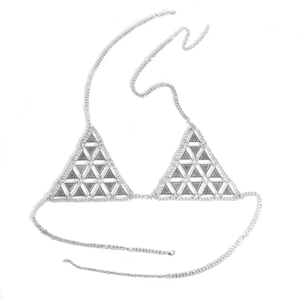 Silver Сексуальные женские модные геометрические Бикини Топ Бюстгальтер Грудь цепь тела Вечеринка ювелирные изделия подарок HSJ88 - Окраска металла: Silver