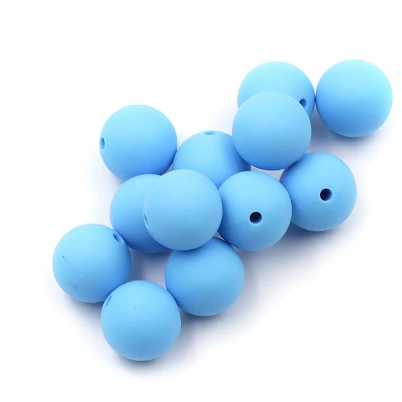 

JOJOCHEW 100pcs 9mm-19mm Light Sky Blue Hot New Silicone Baby Teething Beads BPA Free Round Cuentas de silicona Jewelry Making