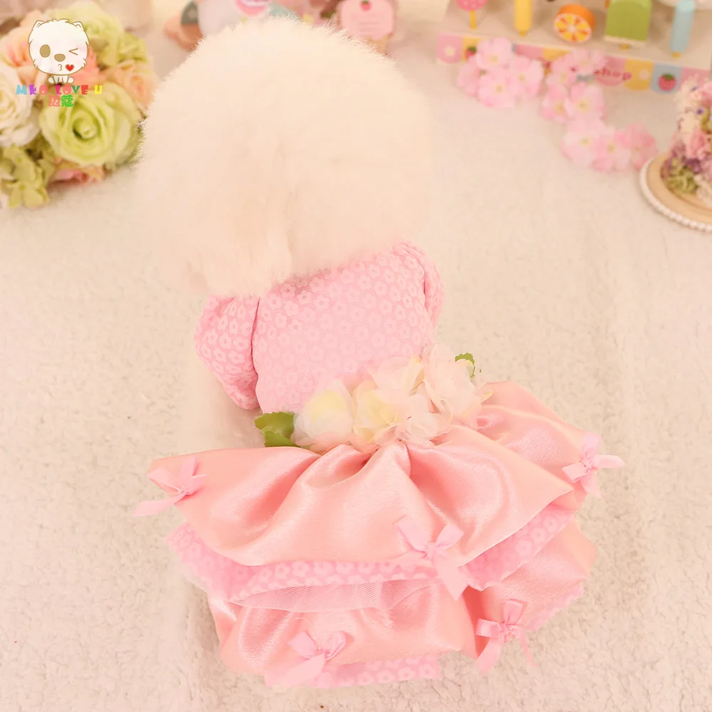 Милое летнее платье с кружевными цветами для собак и щенков юбка-пачка домашних