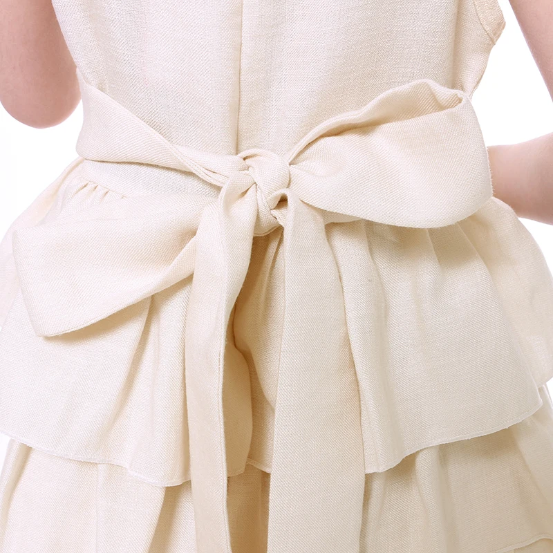 2017 New Girls Dress Ivory Linen Ruffle Dresses Summer Spring Clothes Party Wedding | Детская одежда и обувь