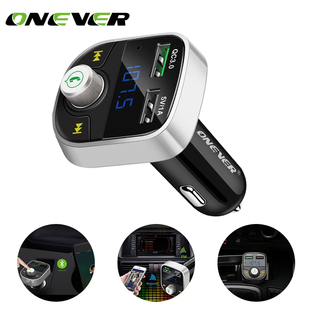 Автомобильное зарядное устройство ONEVER с Bluetooth FM трансмиттером Quick Charger 3 0 двумя USB