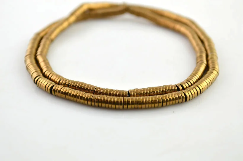 

5pcs 1x4mm Coin Roundel Shape Spacer Beads Red Copper Color Plated Hematite Loose Beads